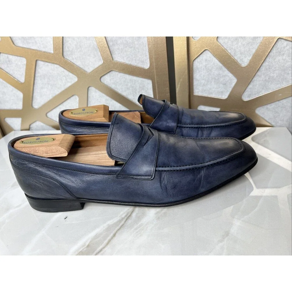 Bally Brent / 66 Navy Leather Men Loafers Slip On Shoes Us 10.5 D Uk 9.5 E